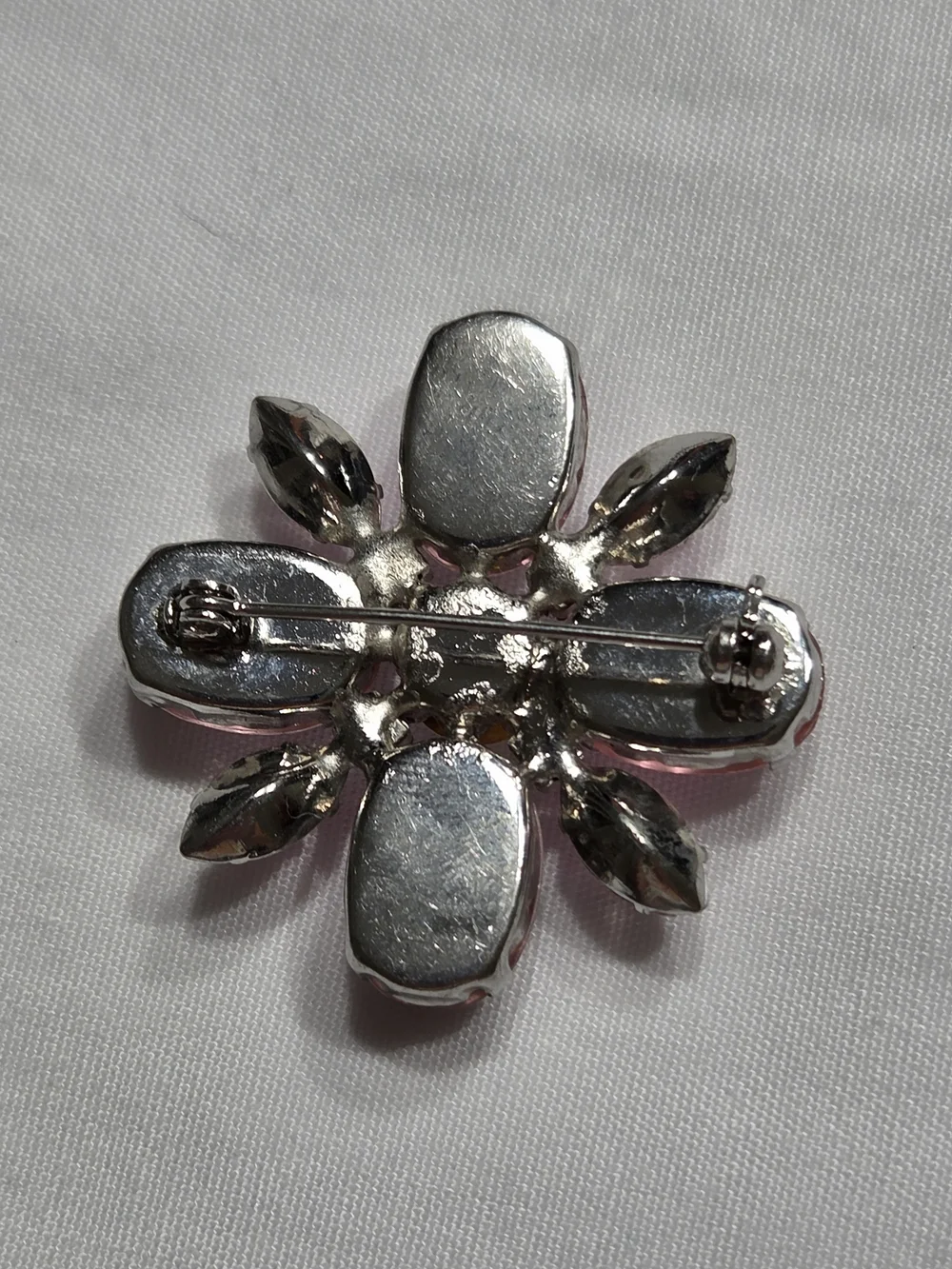 Pink Floral Crystal Brooch - Brand Unspecified